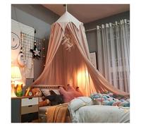 KiddiBubzi Bed Canopy For Kids Tassel Ruffle Edge Bed Canopy Round Dome Hanging Indoor Castle Play Tent Children Room Decoration Bed Tent(Pink Tassel)