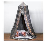 KiddiBubzi Bed Canopy For Kids Tassel Ruffle Edge Bed Canopy Round Dome Hanging Indoor Castle Play Tent Children Room Decoration Bed Tent(Grey Tassel)