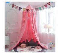 KiddiBubzi Bed Canopy For Kids Tassel Ruffle Edge Bed Canopy Round Dome Hanging Indoor Castle Play Tent Children Room Decoration Bed Tent(Dark Pink Tassel)