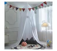 KiddiBubzi Bed Canopy For Kids Tassel Ruffle Edge Bed Canopy Round Dome Hanging Indoor Castle Play Tent Children Room Decoration Bed Tent(White Tassel)