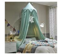 KiddiBubzi Bed Canopy For Kids Tassel Ruffle Edge Bed Canopy Round Dome Hanging Indoor Castle Play Tent Children Room Decoration Bed Tent(Green Drop Ball)