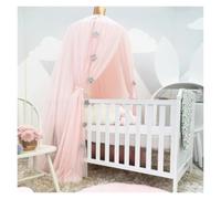 KiddiBubzi Bed Canopy Hanging Tent Star Decoration Kids Bed Crib Canopy Tulle Curtains For Bedroom Play House Tent For Children Kids Room(Pink)