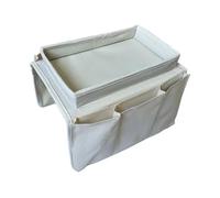 KiddiBubzi Bolsa de 4 Bolsillos for sofá, pasamanos, Bandeja, tapete de Mesa, reposabrazos, Organizador, Soporte Superior for Control Remoto(White)