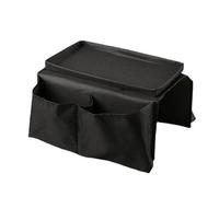 KiddiBubzi Bolsa de Almacenamiento con 4 Bolsillos, Bandeja for pasamanos de sofá, tapete de Mesa, reposabrazos de sofá, Organizador(B-Black)
