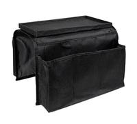 KiddiBubzi Bolsa de Almacenamiento con 4 Bolsillos, Bandeja for pasamanos de sofá, tapete de Mesa, reposabrazos de sofá, Organizador(A-Black)