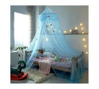KiddiBubzi Children's Ceiling, Bed Curtain, Bracket Installation, Circular Dreamy Star Dome Bed Canopy(Sky Blue Stars)