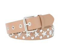 KiddiBubzi Cinturón con remaches de estrella plateada, unisex, moderno, combinable con todo, for vaqueros, estilo hip hop, punk, for chicas, color negro, de poliuretano.(Khaki)
