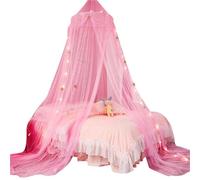 KiddiBubzi Hanging Bed Canopy Fine Mesh Princess Bed Canopy Dustproof Net Princess Wind Bed Canopy Creative Elegant Round Lace Border Bed Canopy Net Bedroom Bed Hanging Decorations(Pink,900CM)