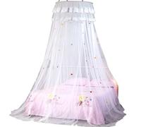 KiddiBubzi Princess Wind Bed Canopy Creative Elegant Round Lace Border Bed Canopy Net Bedroom Bed Hanging Decorations(WH)