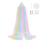 KiddiBubzi Single Door Bed Canopy Rainbow Color Mesh Net Breathable Fully Enclosed Bed Canopy Bed Cover Curtain Home Decor(M)