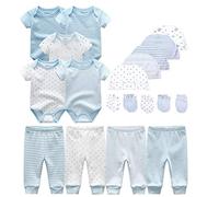Kiddiezoom - Body para bebé, pantalones, niños pequeños, mono, ropa, conjunto, atuendos, para niños y niñas, con capuchas de algodón, guantes antiarañazos, 3 meses