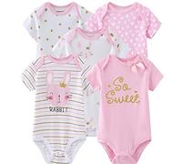 Kiddiezoom - Conjunto de Mamelucos y Pantalones para Bebé, Mameluco Infantil, Ropa de Algodón, Gorras, Guantes Antiarañazos para Niño y Niña, 9-12 meses