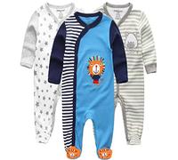 Kiddiezoom Pack de 3 peleles para bebé y niña, Gray Bear & Star & Light Blue Lion, 0-3 meses