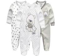 Kiddiezoom Pack de 3 peleles para bebé y niña, Gray Bear & Star & Striped Bear, 9-12 meses