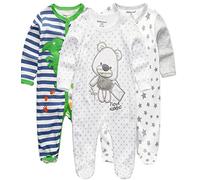 Kiddiezoom Pack de 3 peleles para bebé y niña, Green Dinosaur & Bear, 9-12 meses