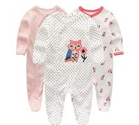 Kiddiezoom Pack de 3 peleles para bebé y niña, Little Fox, 6-9 meses