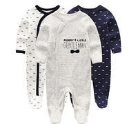 Kiddiezoom Pack de 3 peleles para bebé y niña, Rayas / lazo, 3-6 meses