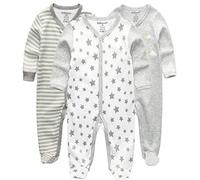 Kiddiezoom Pelele de algodón con pies, cómodo, para bebés y niños, manga larga, pijama, Elefante, estrella, nube 1., 12 meses