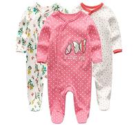 Kiddiezoom Pijama de jirafa para bebé, 100% algodón orgánico, 2 unidades, Mariposa/flor, 9-12 meses