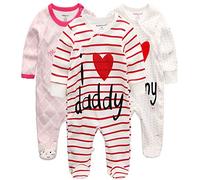 Kiddiezoom Pijama de jirafa para bebé, 100% algodón orgánico, 2 unidades, Pink Rabbit & I Love Dad & I Love Mom, 6-9 meses