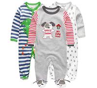 Kiddiezoom Pijama unisex de algodón, 3 unidades, Design12, 0-3 meses