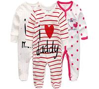 Kiddiezoom Pijama unisex de algodón, 3 unidades, Diseño 10, 3-6 meses