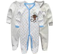 Kiddiezoom Pijama unisex de algodón, 3 unidades, Diseño 3, 9-12 meses