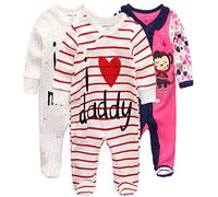 Kiddiezoom Pijama unisex de algodón, 3 unidades, Diseño 6, 3-6 meses