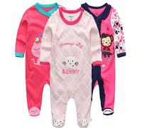 Kiddiezoom Pijama unisex de algodón, 3 unidades, Diseño 7, 6-9 meses