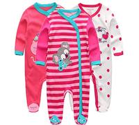 Kiddiezoom Pijama unisex de algodón, 3 unidades, Diseño 9, 6-9 meses