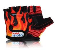 KIDDIMOTO Guantes de Ciclismo sin Dedos para Infantil (niñas y niños) - Bicicleta, MTB, BMX, Carretera, Montaña - Fuego - Talla: M (5-8 años)