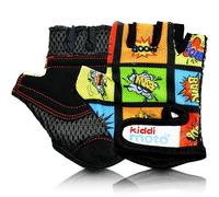 KIDDIMOTO Guantes de Ciclismo sin Dedos para Infantil (niñas y niños) - Bicicleta, MTB, BMX, Carretera, Montaña - Libro Cómico - Talla: M (5-8 años)
