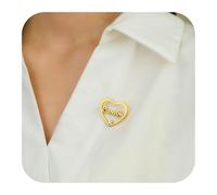 Kiddo Sky Broche con Nombre Pin Personalizado Accesorio de Moda Pequeño Corazón Solapa Pin Tie Tack Nombre Personalizado Regalos para Mujer Hombre (Oro)