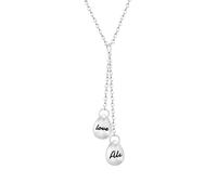 Kiddo Sky Collar Personalizado de Urna de Doble Lágrima para Cenizas con 2 Nombres, Joyería de Cremación de Acero Inoxidable para Mujer, Regalos Conmemorativos para la Pérdida de Perro (Plata)