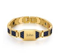 Kiddo Sky Pulseras Personalizadas con Imagen, Regalos Conmemorativos para Papá, Marido, Hombre, Día del Padre con Ajustador de Tamaño (Oro, Texto)