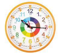 Kiddus Reloj Pedagógico para Niñas y Niños. De Pared, Grande 30 cm. Analógico. Mecanismo Silencioso. Aprende la Hora. Sistema Time Teacher. Ejercicios Incluídos. Modelo: XL Orange ES