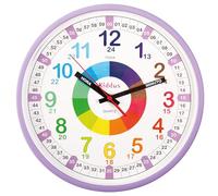 Kiddus Reloj Pedagógico para Niñas y Niños. De Pared, Grande 30 cm. Analógico. Mecanismo Silencioso. Aprende la Hora. Sistema Time Teacher. Ejercicios Incluídos. Modelo: XL Purple ES