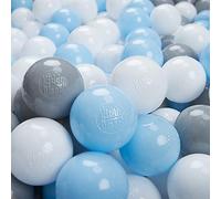 KiddyMoon 100 Bolas/6Cm Bolas Colores De Plástico para Piscina para Niños, Gris/Blanco/Azul Claro