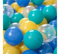 KiddyMoon 100 Bolas/6Cm Bolas Colores De Plástico para Piscina para Niños, Turquesa/Azul/Amarillo/Transparente