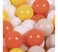 KiddyMoon 100 Bolas/7Cm Bolas Colores De Plástico para Piscina para Niños, Amarillo/Naranja/Beige Pastel/Blanco