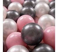 KiddyMoon 100 Bolas/7Cm Bolas Colores De Plástico para Piscina para Niños, Perla/Rosa Claro/Plateado