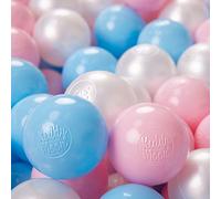 KiddyMoon 1200/6Cm ∅ 6Cm Bolas Colores De Plástico para Piscina para Niños, Azul Celeste/Rosa Claro/Perla