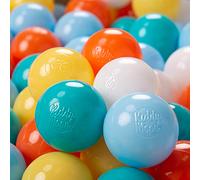 KiddyMoon 1200/6Cm ∅ 6Cm Bolas Colores De Plástico para Piscina para Niños, Blanco/Amarillo/Naranja/Azul Celeste/Turquesa