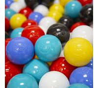 KiddyMoon 1200/6Cm ∅ 6Cm Bolas Colores De Plástico para Piscina para Niños, Negro/Blanco/Azul/Rojo/Amarillo/Turquesa