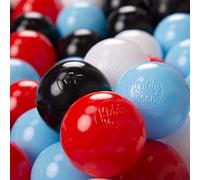 KiddyMoon 1200 Bolas/6Cm Bolas Colores De Plástico para Piscina para Niños, Negro/Blanco/Rojo/Azul Celeste