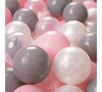 KiddyMoon 1200/6Cm ∅ 6Cm Bolas Colores De Plástico para Piscina para Niños, Perla/Gris/Transparente/Rosa Claro