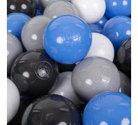 KiddyMoon 200 Bolas/7Cm Bolas Colores De Plástico para Piscina para Niños, Gris/Blanco/Azul/Negro