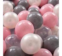 KiddyMoon 200 Bolas/7Cm Bolas Colores De Plástico para Piscina para Niños, Perla/Gris/Transparente/Rosa Claro