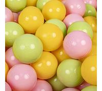 KiddyMoon 200 Bolas/7Cm Bolas Colores De Plástico para Piscina para Niños, Verdeclr/Amarillo/Rosa Claro