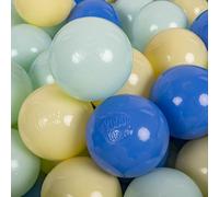 KiddyMoon 300 ∅ 7Cm Bolas Colores De Plástico para Piscina para Niños, Amarillo Pastel/BLU/Menta